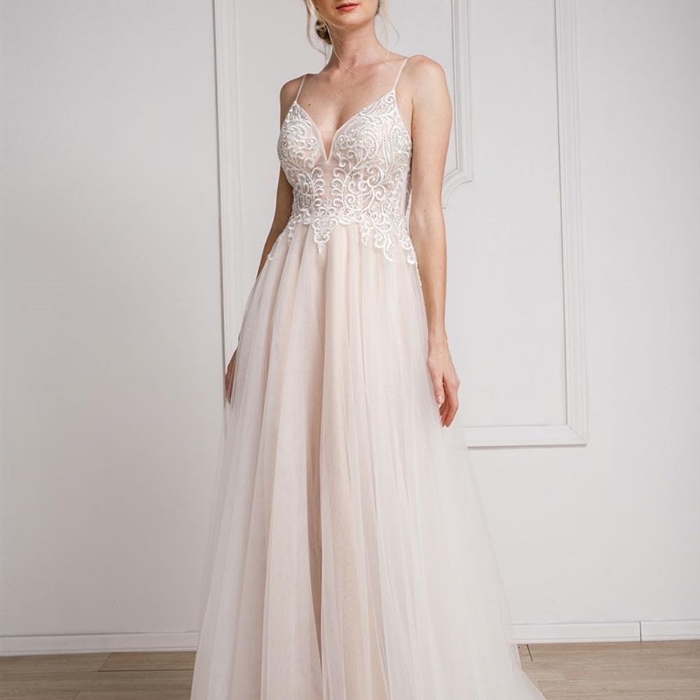 PROM EVENING METALLIC GLITTER DRESS AC921 OFFWHITE - Picture 5 of 5
